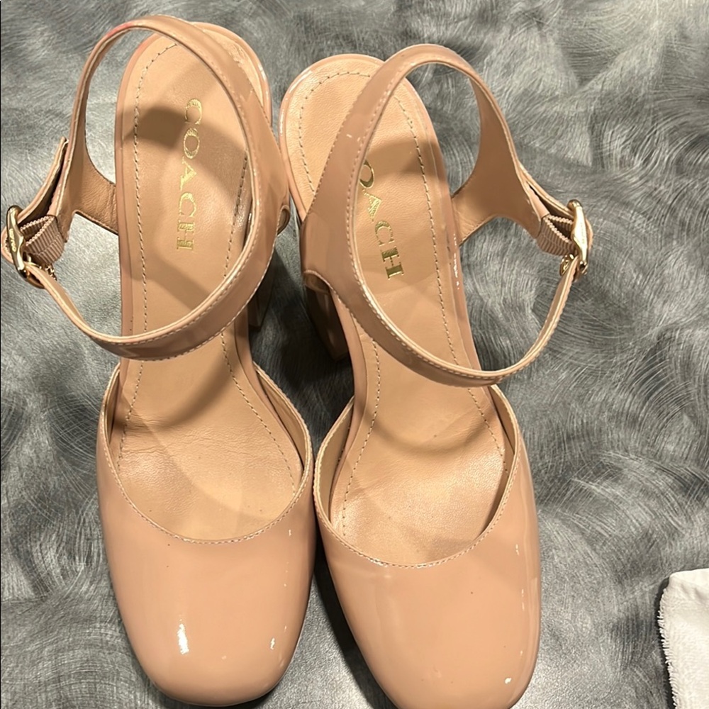 Coach Cream Ankle Strap Platform